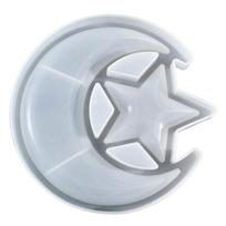 Sturdy Star and Moon Silicone Mold Round Tray Home Accessory for Crafting Supplies and Creative Storage Solution white