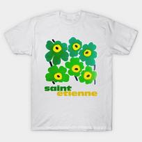 Men Black Print T-shirt Mid Century Style Saint Etienne Floral Fan Art Design No-Cut Transfer Paper Print Cotton Tshirt L balta