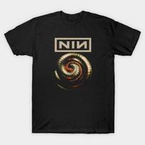 Men Black Print T-shirt Nine-Inch-Nails No-Cut Transfer Paper Print Cotton Tshirt 4XL juoda