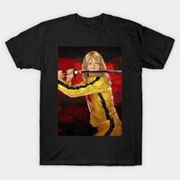 Men Black Print T-shirt Kill Bill No-Cut Transfer Paper Print Cotton Tshirt 4XL juoda