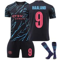 Man City Haaland Vaikų Futbolo Marškinėlių Rinkinys Juoda Sporto Įranga Treniruočių Varžybų Futbolo Apranga Vaikams 110-120 CM juoda