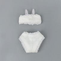 1 rinkinys minkštų nėriniuotų apatinių: liemenėlė ir kelnaitės Barbie lėlei 1/6, kelnaitės Blythe Licca 1/6 lėlėms, viršutinė dalis ir apatiniai drabužiai, aksesuarai balta