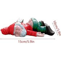 Sodo gnomų statulėlės Nykštukas Juokingas Girtas Nykštukas Sodo statula Girtas Gnomas Dervos skulptūra Naujoviška dovana lauko terasai, kiemui, vejai, prieangio ornamentas 15cm raudona