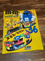 Vintažiniai Reti Nascar Ken Schrader 2000 M&M Šokolado Reklaminiai Dvišaliai Marškinėliai XL 2XL blue