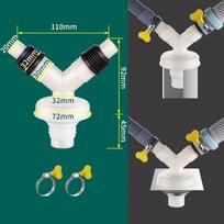 Dual-Purpose Washing Machine Drainer Anti-Return Two-In-One Dual-Interface Drain Connector Anti Odor Pipe Tee black