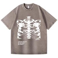 Retro išplauti vintažiniai marškinėliai moterims gatvės apranga juodi viršūnėlės skeletas spaudas grunge gotikiniai dideli marškinėliai gatvės apranga moteriški marškinėliai S