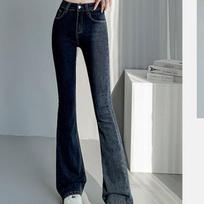 Retro High-waisted Flared Jeans for Women In Spring and Autumn New Elastic Slim Fit Slim Small Hot Girl Horseshoe Flared Pants S