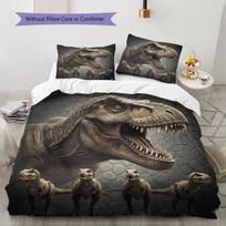 T-Rex rašto patalynės komplektas (dygsniuotas pledas, užvalkalas, pagalvės užvalkalas) Namų dekoravimas Dovana (1 * antklodės užvalkalas + 2 * pagalvės užvalkalai, be šerdies) 135x200cm