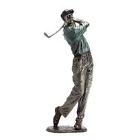 Golfininko figūrėlės statulėlės dekoras Vintažinė golfininko skulptūra, mosuojanti golfo lazda, namų lentynai, biurui, svetainei šviesiai pilka spalva