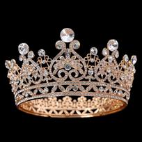 Baroque Round Tiaras and Crowns Rhinestone Prom Diadem Crown for King Queen Bridal Wedding Hair Accessories Jewelry Crown Tiara auksas