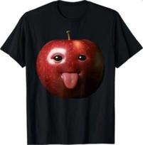 Funny Silly AI Apple gen z Meme BrainRot Humor Tongue Out 100% Cotton T-shirt Mens Tees Top L