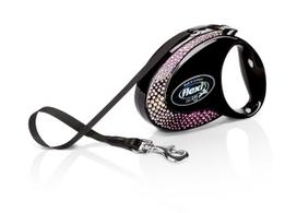 Automatinis pavadėlis Flexi Glam 3588, juoda sp./rožinė sp., S