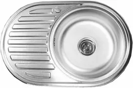 Nerūdijančio plieno plautuvė D7750PF kairė SATIN su sifonu