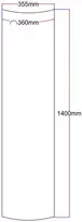 Dušo kabinos šoninis stiklas lenktas 355x1420 (lenkta dalis 360 mm) skaidrus 4.12.
