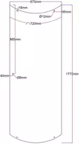 Dušo kabinos durys lenktos 675x1775 (lenkta dalis 720 mm) fabric 2.65.