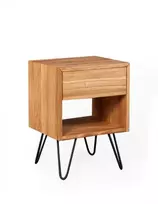 OAKY EASY 39cm Ąžuolinė spintelė prie lovos, metalinėmis kojelėmis : Apdaila - Aliejuota bespalviu linų sėmenų aliejumi
