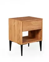OAKY 39cm Ąžuolinė spintelė prie lovos, metalinėmis kojelėmis : Apdaila - Be apdailos, Aukštis - 50cm