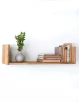 U FORMOS (80x20x20cm) ąžuolinė sieninė lentyna : Apdaila - Be apdailos