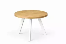 TORI Baltas Ø50 ąžuolinis apvalus žurnalinis staliukas : Apdaila - Be apdailos, Aukštis - 46cm
