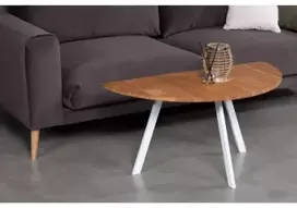 MOON TORI Baltas 110cm ąžuolinis šoninis staliukas baltom kojom : Apdaila - Aliejuota bespalviu linų sėmenų aliejumi, Aukštis - 46cm