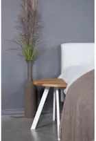 MOON TORI Baltas 60cm ąžuolinis šoninis staliukas baltom kojom : Apdaila - Be apdailos, Aukštis - 50cm
