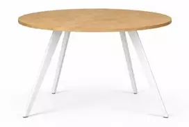 TORI Baltas Ø110 apvalus ąžuolinis stalas : Apdaila - Aliejuota bespalviu linų sėmenų aliejumi