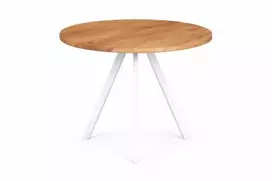 TORI Baltas Ø80cm apvalus ąžuolinis stalas : Apdaila - Be apdailos