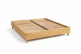 OAK BASE 160 Ąžuolinės Lovos rėmas : Apdaila - Be apdailos, Čiužinio dydis - 160x200cm