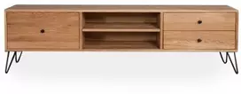 RETRO EASY 180cm Ąžuolinis TV staliukas : Apdaila - Aliejuota bespalviu linų sėmenų aliejumi