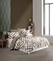 Riposo RENFORCE medvilnės patalynės komplektas WAVES KAHVE 200x220 cm