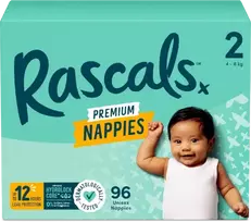 Rascal And Friends RASCALS sauskelnės, 2 dydis, 4-8kg., 96 vnt.