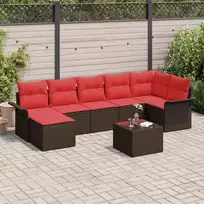 Lauko baldų komplektas Sodo Sofų Rinkinys su pagalve 8 pcs Ruda Poli ratanas
