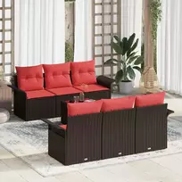 Lauko baldų komplektas Sodo Sofų Rinkinys su pagalve 7 pcs Ruda poliratanas
