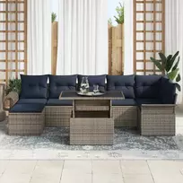 Lauko baldų komplektas Sodo Sofų Rinkinys su pagalve 8 pcs Pilka poliratanas