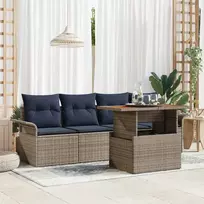 Sodo Sofų Rinkinys su pagalve 5 pcs pilka ir tamsiai mėlyna