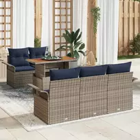 Sodo Sofų Rinkinys su pagalve 6 pcs pilka ir tamsiai mėlyna