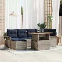 Sodo Sofų Rinkinys su pagalve 7 pcs pilka ir tamsiai mėlyna