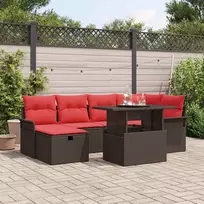 Lauko baldų komplektas Sodo Sofų Rinkinys su pagalve 7 pcs Ruda Poli ratanas