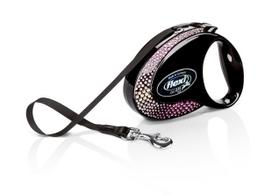 Automatinis pavadėlis Flexi Glam 3588, juoda sp./rožinė sp., S