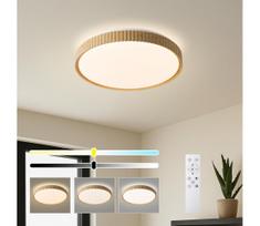 Brilagi-LED Dimeriu valdomas lubinis šviestuvas CORVO LED/72W/230V 3000-6000K medžio dekoras Ø50 cm + nuotolinis pultas