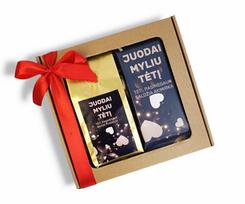Dovanų rinkinys su kava ir šokoladu „Juodai myliu tėtį“