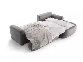 Velvet modulinė kampinė sofa - dešinė lova su patalynės dėže, Ella, 5 sėdimos vietos, 271x174x94, pilka