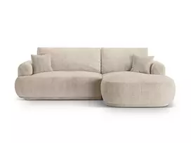 Modulinė kampinė sofa - dešinė lova su patalynės dėže, Ella, 5 sėdimos vietos, 271x174x94, smėlio spalvos