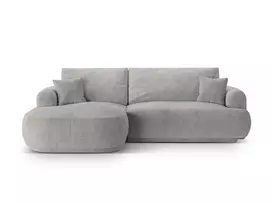 Modulinė kampinė sofa - kairė lova su patalynės dėže, Ella, 5 sėdimos vietos, 271x174x94, šiltai pilka