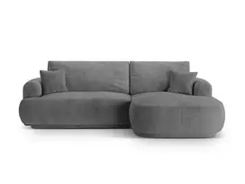 Modulinė kampinė sofa - dešinė lova su patalynės dėže, Ella, 5 sėdimos vietos, 271x174x94, pilka
