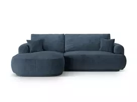 Modulinė kampinė sofa - kairė lova su patalynės dėže, Ella, 5 sėdimos vietos, 271x174x94, tamsiai mėlyna