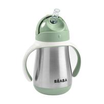 BEABA metalinė neišsiliejanti gertuvė su šiaudeliu 250 ml Sage Green