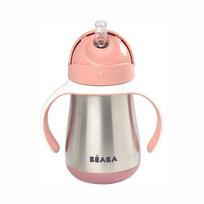 BEABA metalinė neišsiliejanti gertuvė su šiaudeliu 250 ml Old pink