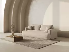 Velvet Sofa lova su patalynės dėže, Ella, 3 sėdimos vietos, 253x108x94, šviesiai smėlio spalvos