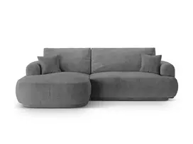 Modulinė kampinė sofa - kairė lova su patalynės dėže, Ella, 5 sėdimos vietos, 271x174x94, pilka